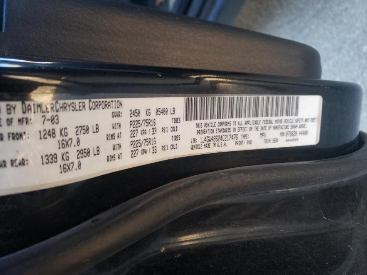 Photo 10 from auction – 2004 JEEP GRAND CHER with VIN 1J4GW48S24C217476