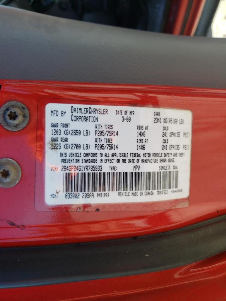 Photo 10 from auction – 2000 DODGE GRAND CARA with VIN 2B4GP24G1YR785933