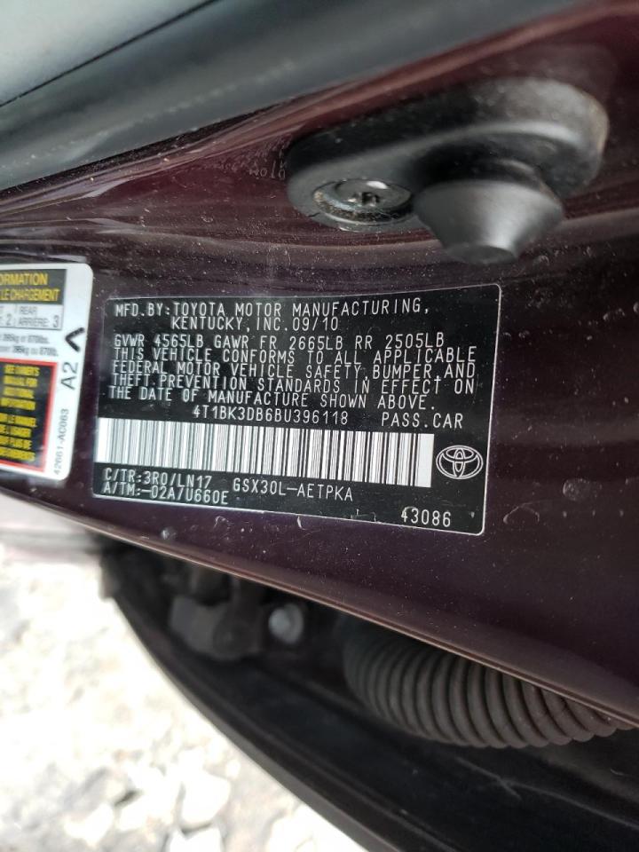 Photo 10 from auction – 2011 TOYOTA AVALON BAS with VIN 4T1BK3DB6BU396118