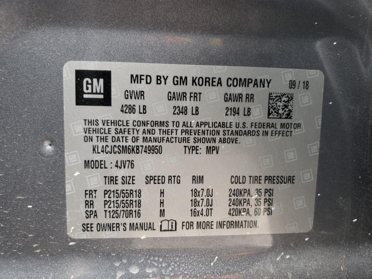 Photo 10 from auction – 2019 BUICK ENCORE ESS with VIN KL4CJCSM6KB749950