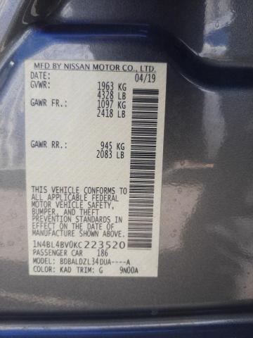 Photo 10 from auction – 2019 NISSAN ALTIMA S with VIN 1N4BL4BV0KC223520