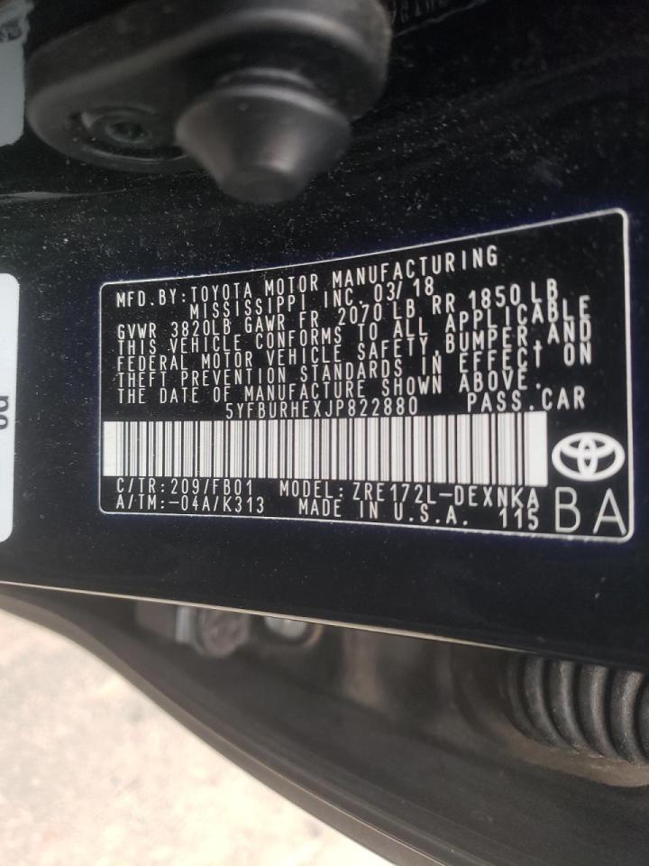 Photo 10 from auction – 2018 TOYOTA COROLLA L with VIN 5YFBURHEXJP822880