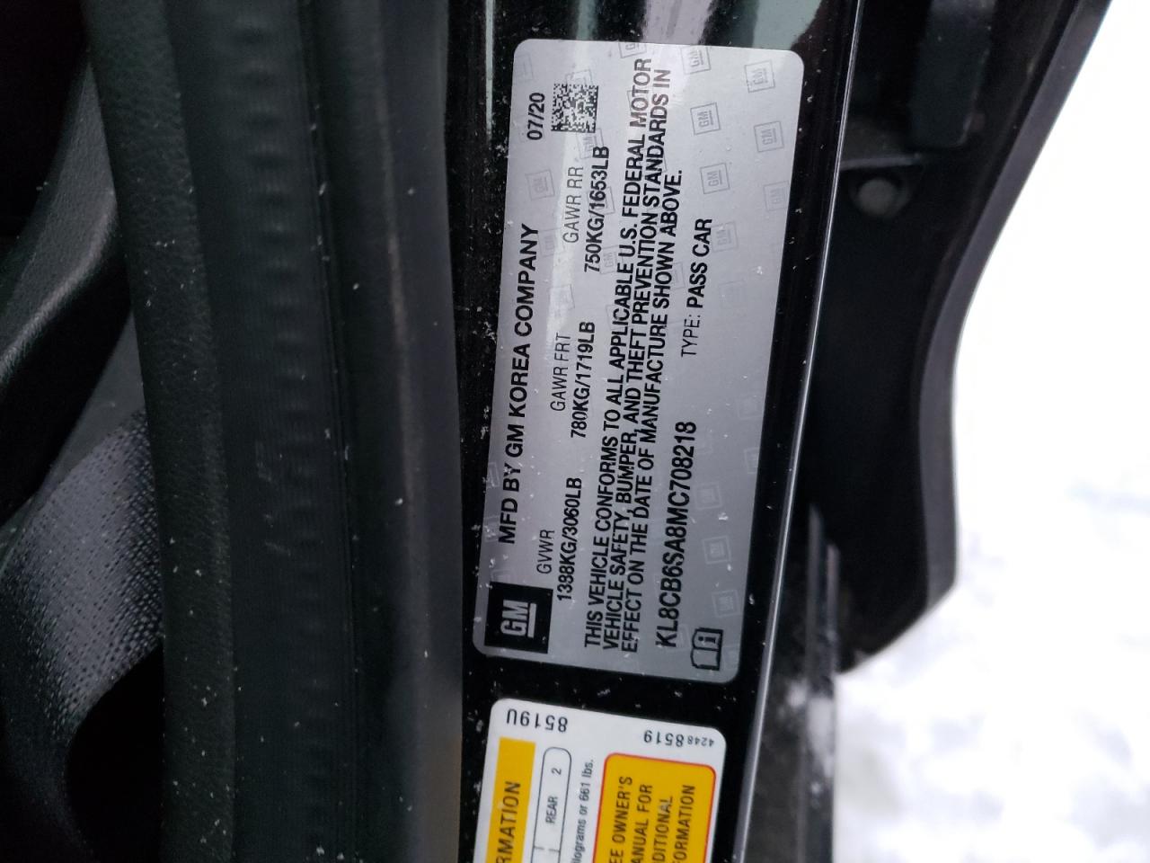 Photo 10 from auction – 2021 CHEVROLET SPARK LS with VIN KL8CB6SA8MC708218