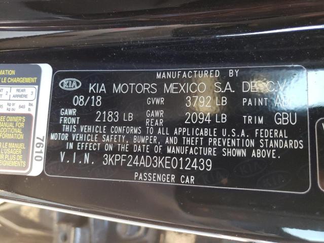Photo 10 from auction – 2019 KIA FORTE FE with VIN 3KPF24AD3KE012439
