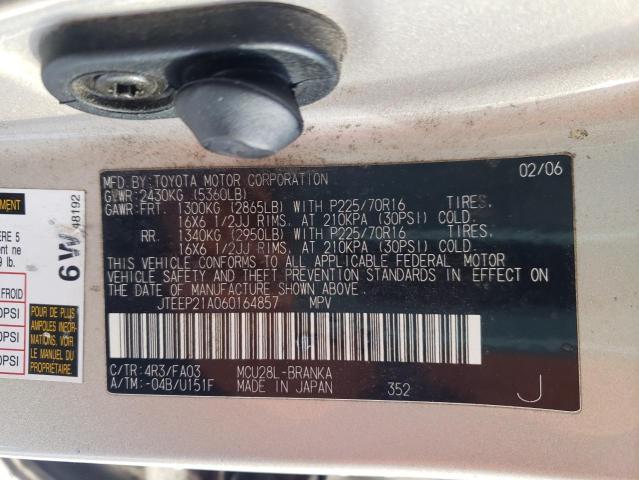Photo 10 from auction – 2006 TOYOTA HIGHLANDER with VIN JTEEP21A060164857