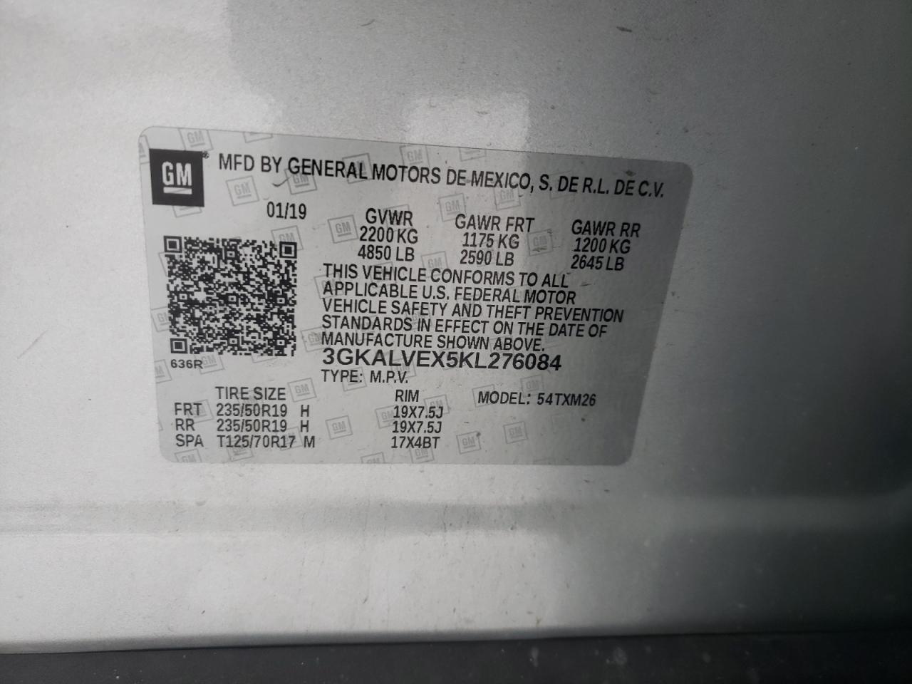 Photo 10 from auction – 2019 GMC TERRAIN SL with VIN 3GKALVEX5KL276084