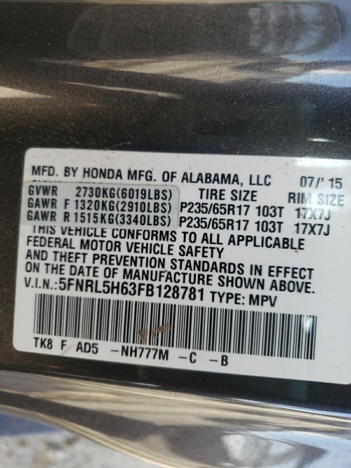 Photo 10 from auction – 2015 HONDA ODYSSEY EX with VIN 5FNRL5H63FB128781