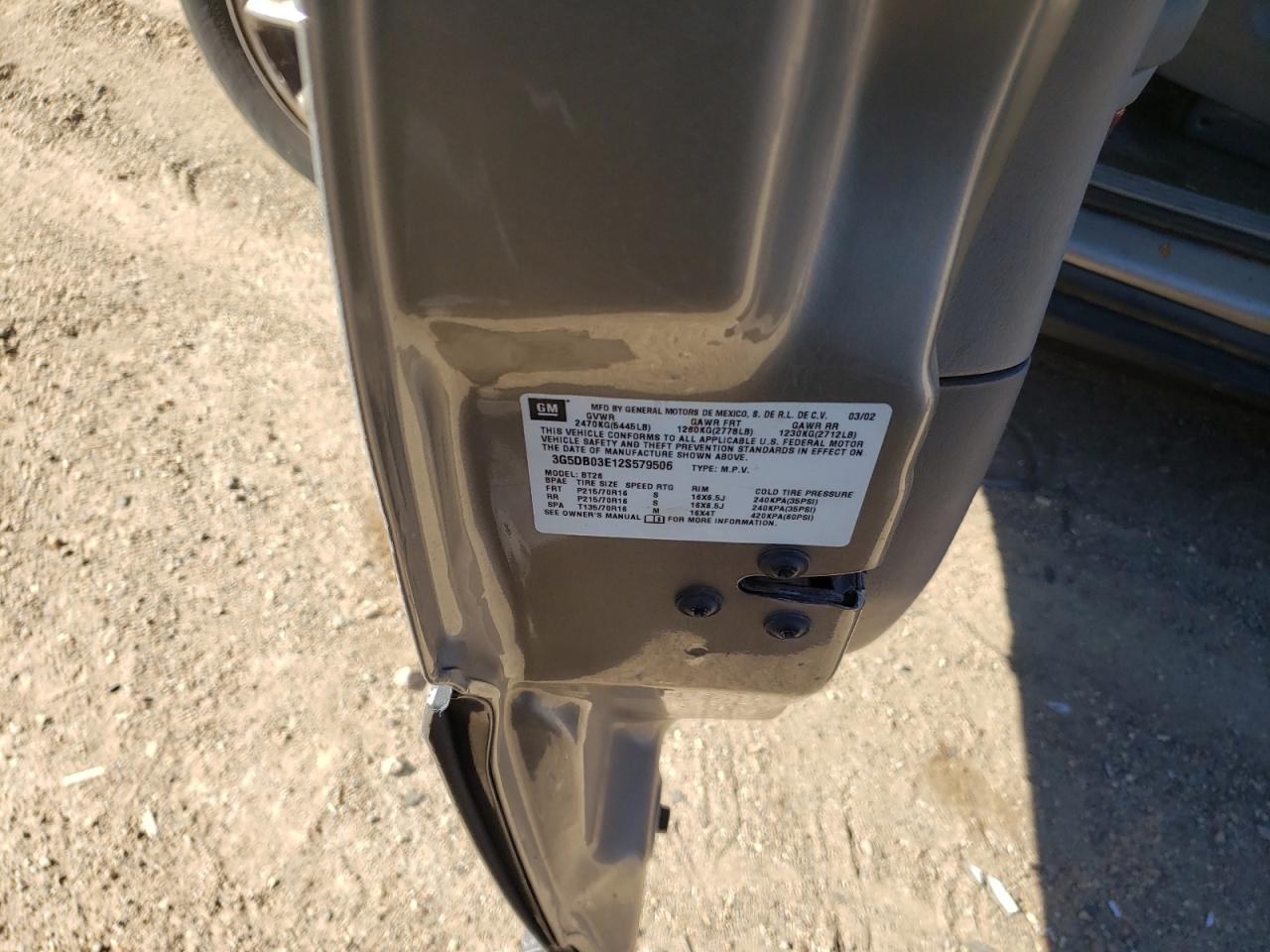 Photo 10 from auction – 2002 BUICK RENDEZVOUS with VIN 3G5DB03E12S579506
