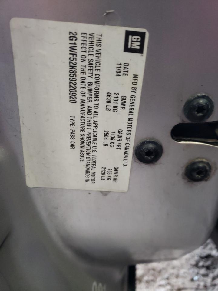 Photo 10 from auction – 2005 CHEVROLET IMPALA with VIN 2G1WF52K859220920