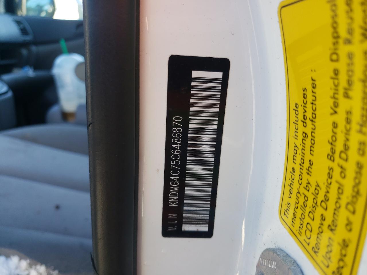 Photo 10 from auction – 2012 KIA SEDONA LX with VIN KNDMG4C75C6486870