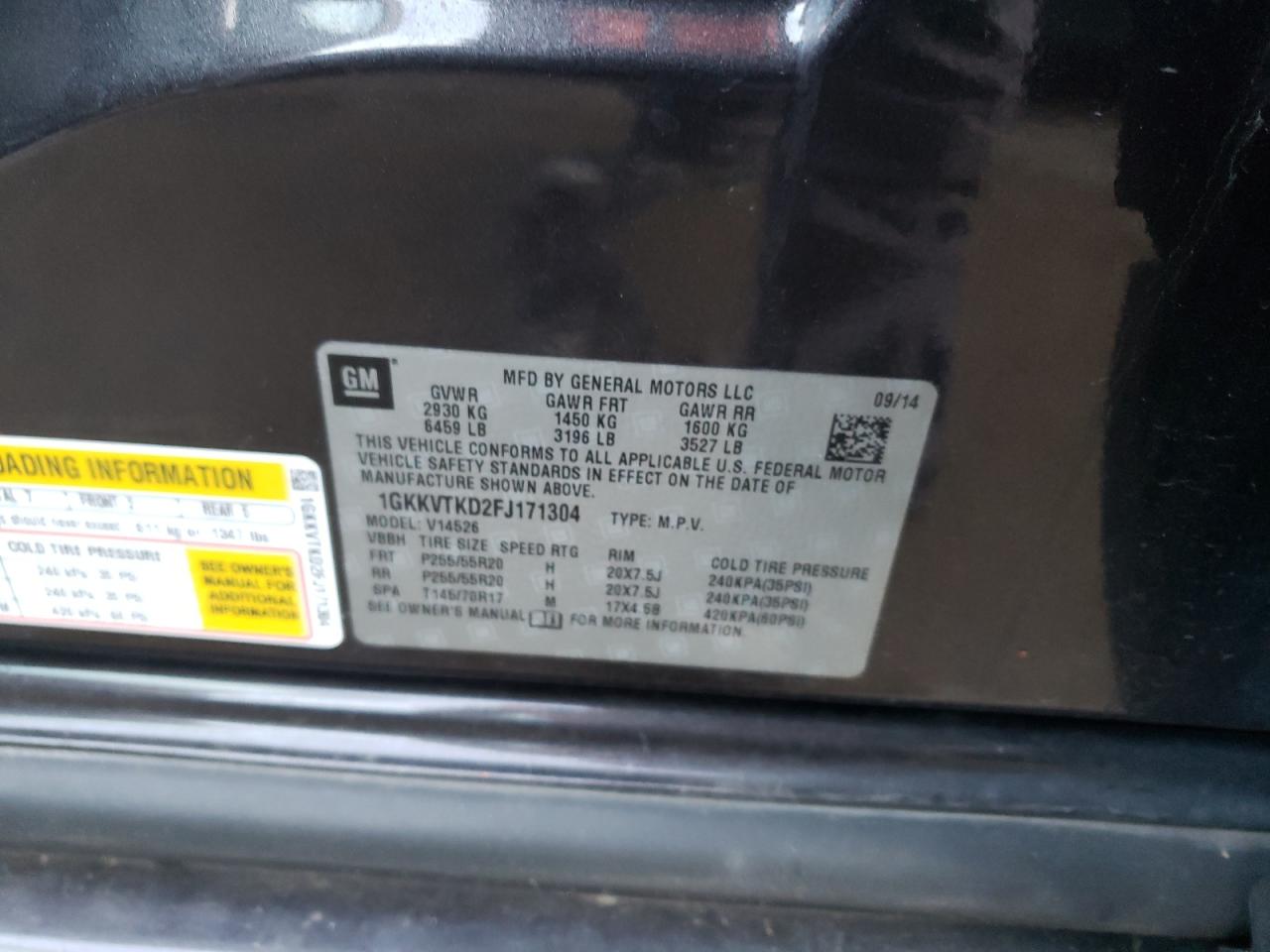 Photo 10 from auction – 2015 GMC ACADIA DEN with VIN 1GKKVTKD2FJ171304