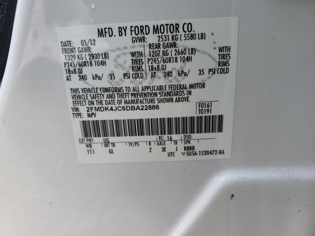 Photo 10 from auction – 2013 FORD EDGE SEL with VIN 2FMDK4JC6DBA22886