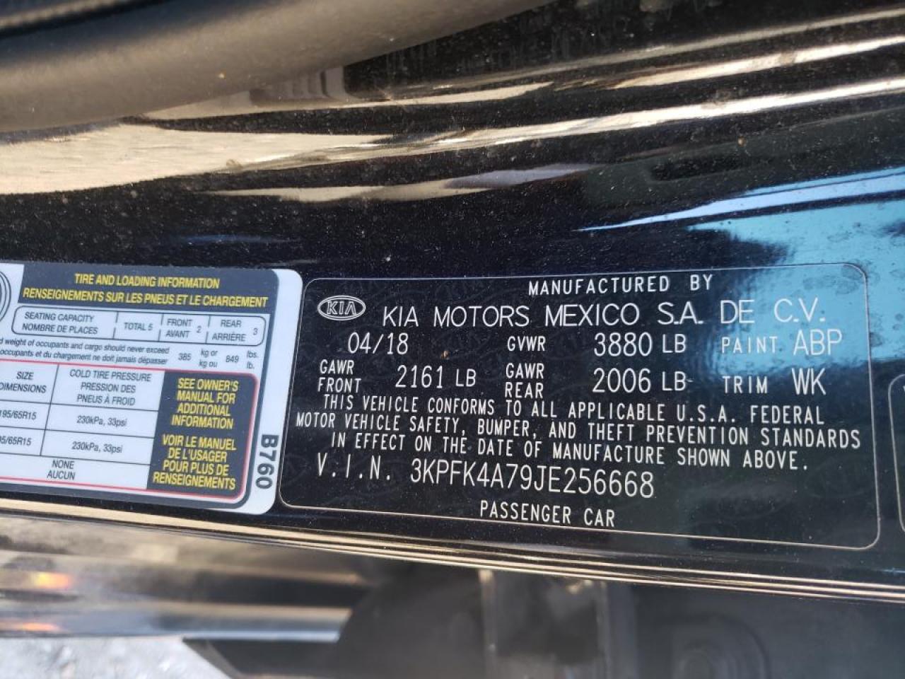 Photo 10 from auction – 2018 KIA FORTE with VIN 3KPFK4A79JE256668