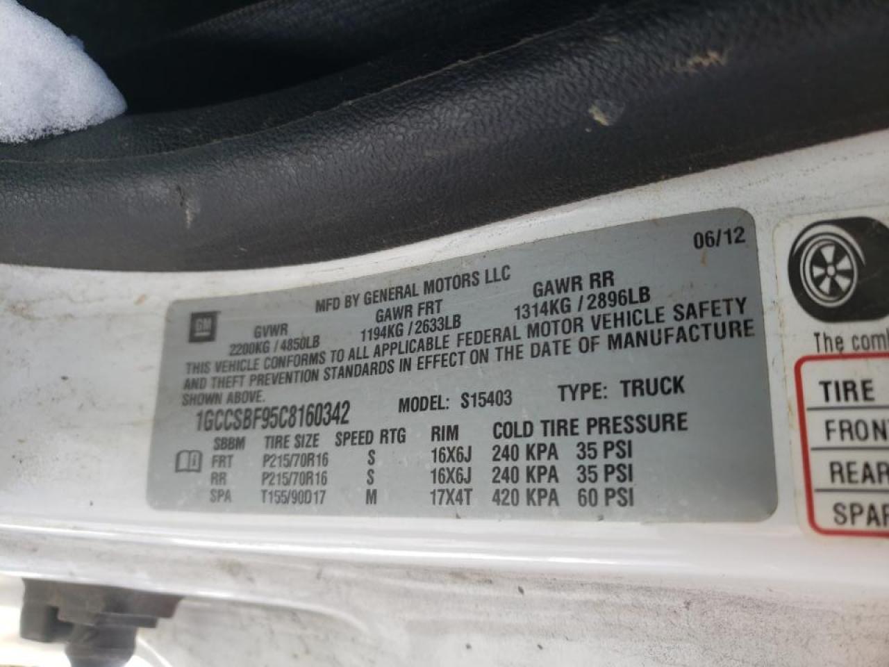 صورة رقم 10 من المزاد - 2012 CHEVROLET COLORADO مع VIN 1GCCSBF95C8160342