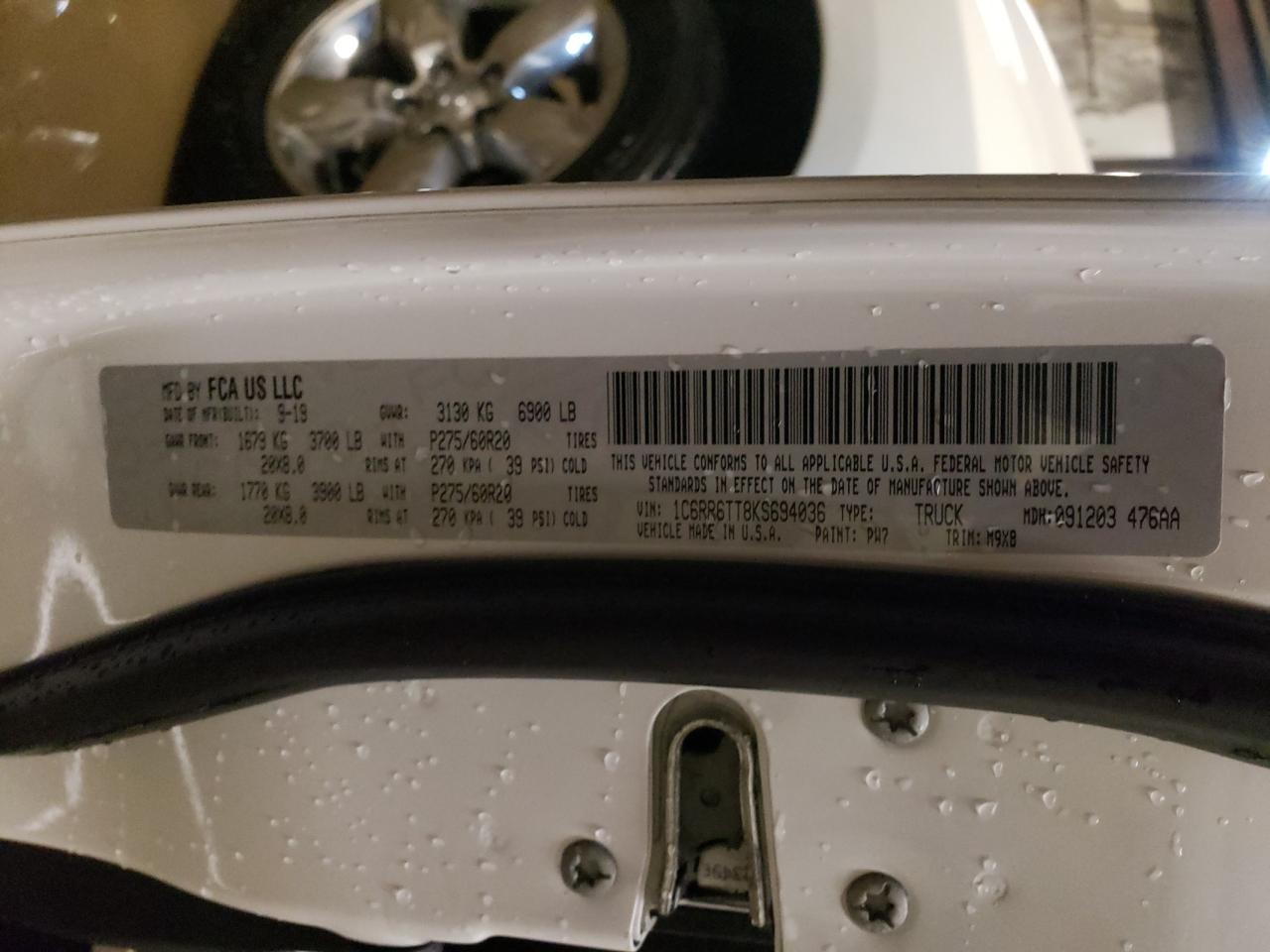 Photo 10 from auction – 2019 RAM 1500 CLASS with VIN 1C6RR6TT8KS694036