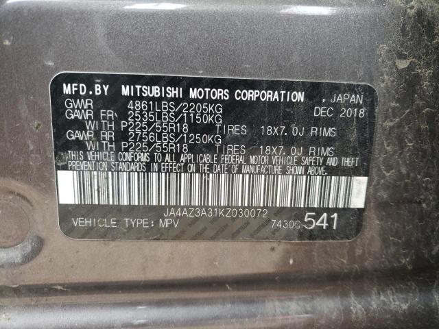 Photo 10 from auction – 2019 MITSUBISHI OUTLANDER with VIN JA4AZ3A31KZ030072
