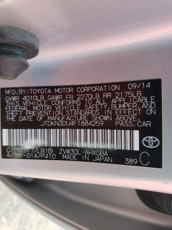Photo 10 from auction – 2015 TOYOTA PRIUS with VIN JTDKN3DU4F1884259