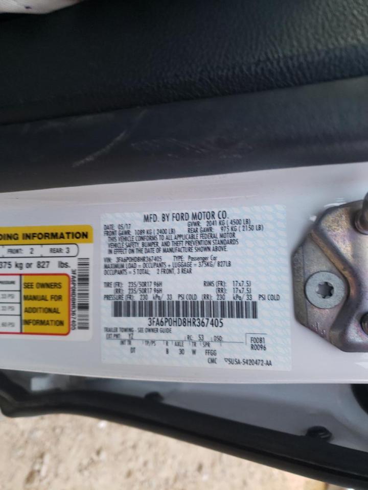 Photo 10 from auction – 2017 FORD FUSION SE with VIN 3FA6P0HD8HR367405