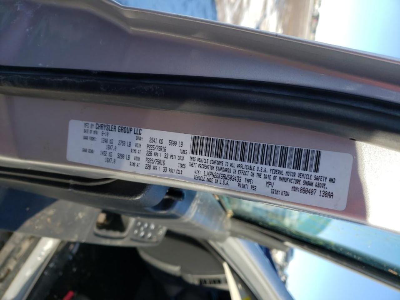 Photo 10 from auction – 2011 JEEP LIBERTY SP with VIN 1J4PN2GK6BW503433