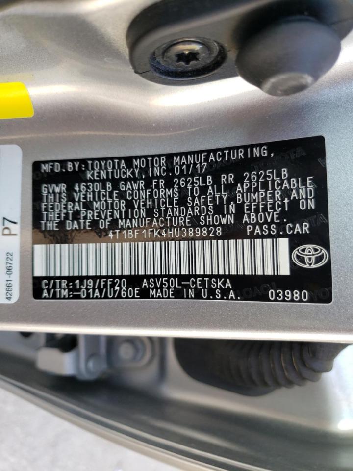 Photo 10 from auction – 2017 TOYOTA CAMRY LE with VIN 4T1BF1FK4HU389828