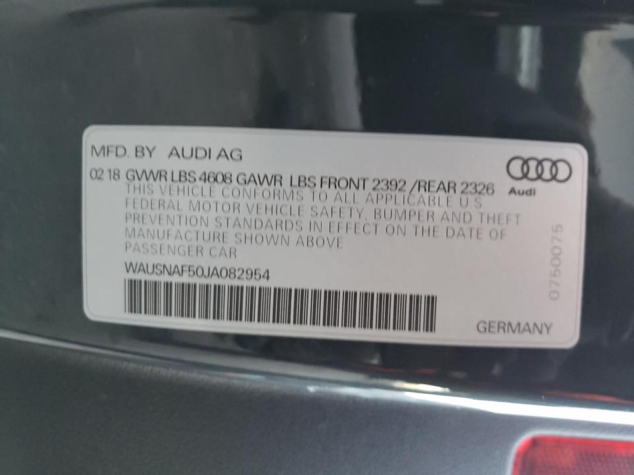 Photo 10 from auction – 2018 AUDI A5 PREMIUM with VIN WAUSNAF50JA082954