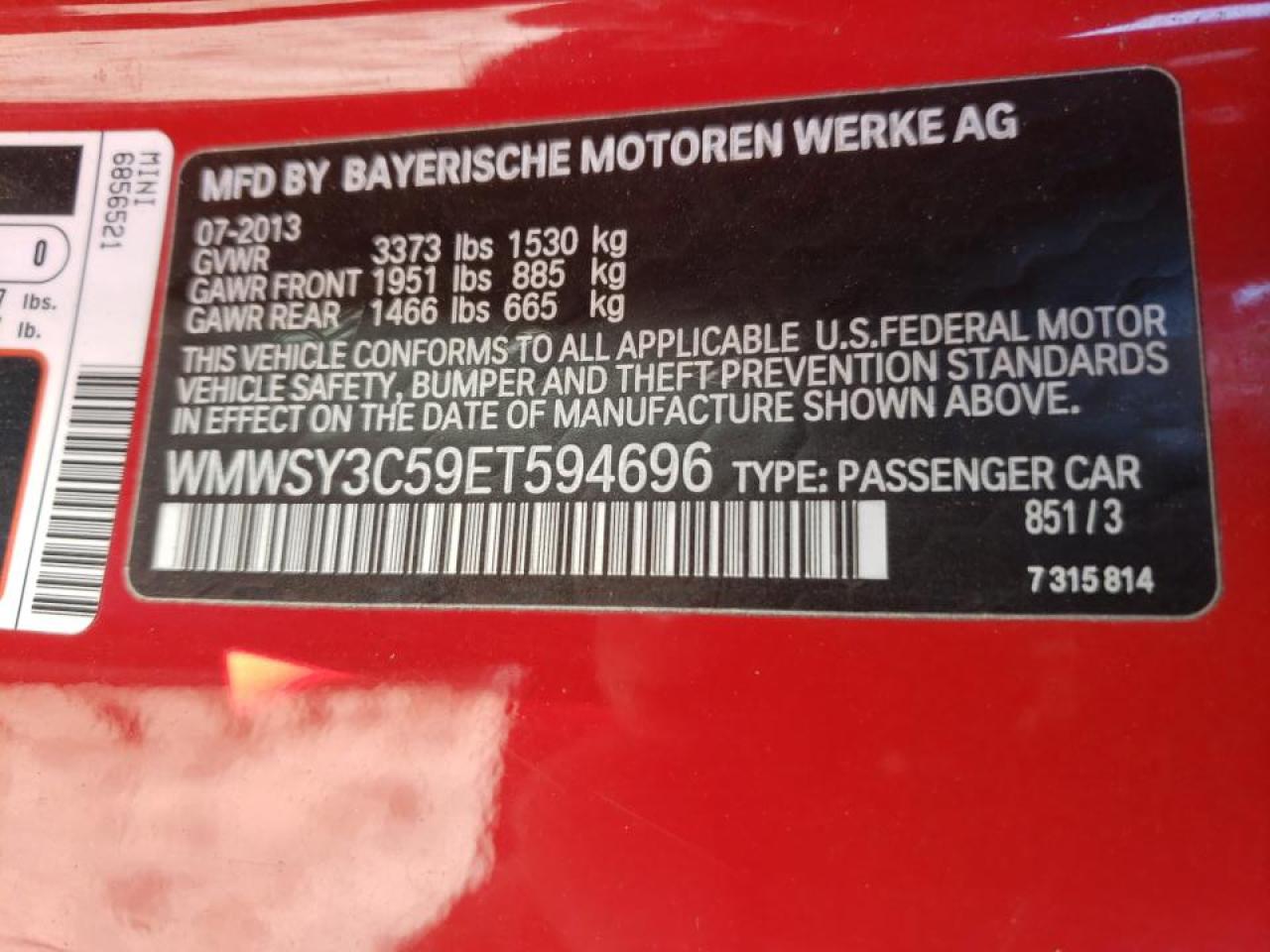 Photo 10 from auction – 2014 MINI COOPER ROA with VIN WMWSY3C59ET594696