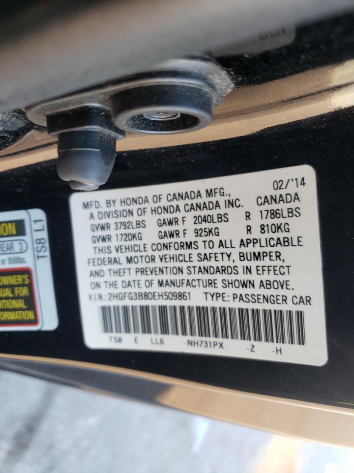 Photo 10 from auction – 2014 HONDA CIVIC EX with VIN 2HGFG3B80EH509861