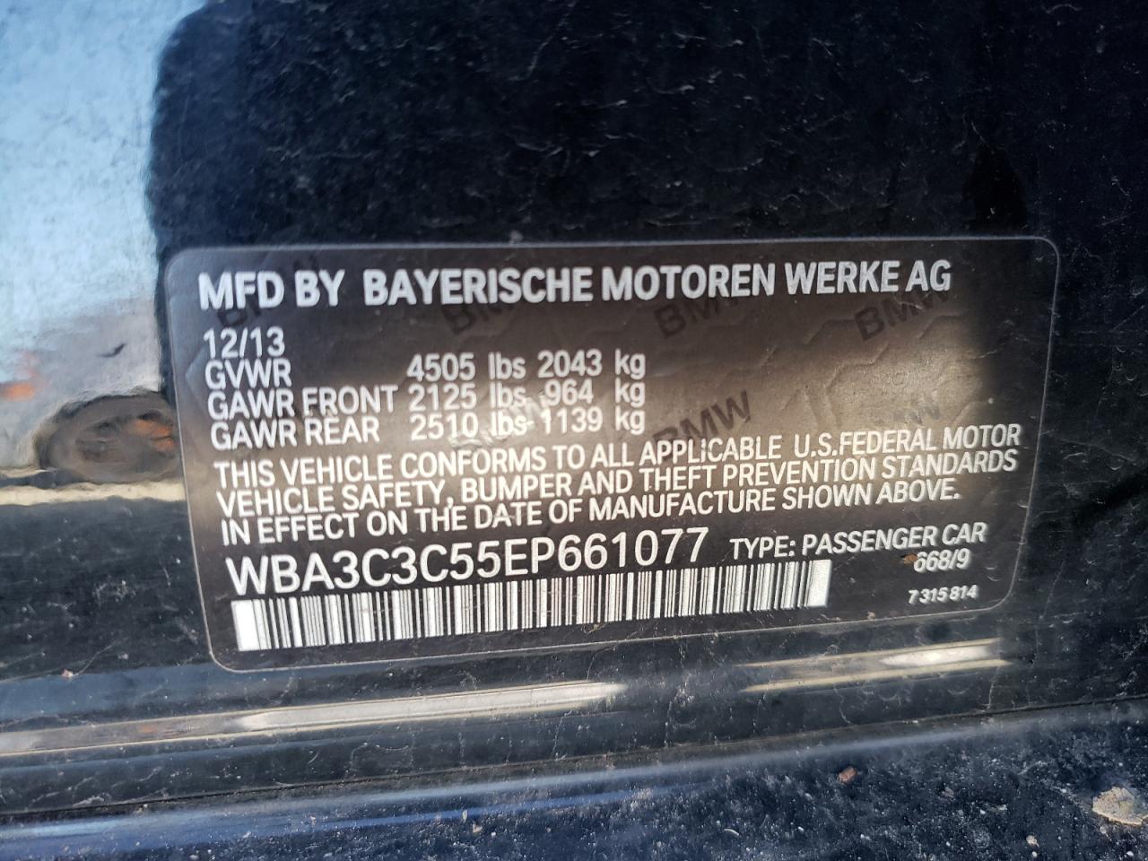 Photo 10 from auction – 2014 BMW 320 I XDRI with VIN WBA3C3C55EP661077