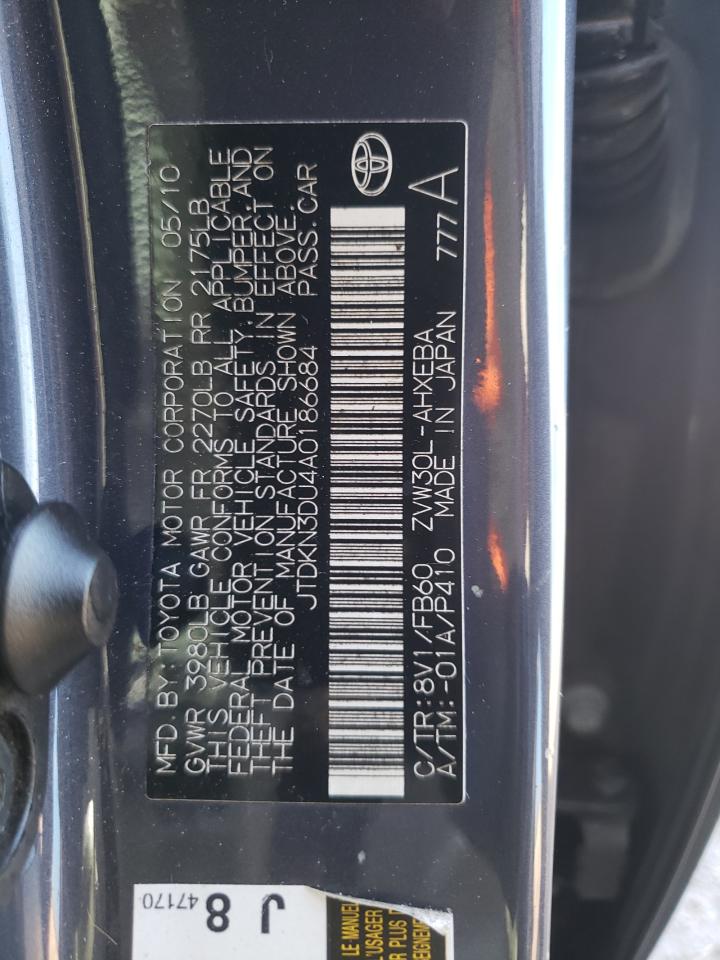 Photo 10 from auction – 2010 TOYOTA PRIUS with VIN JTDKN3DU4A0186684