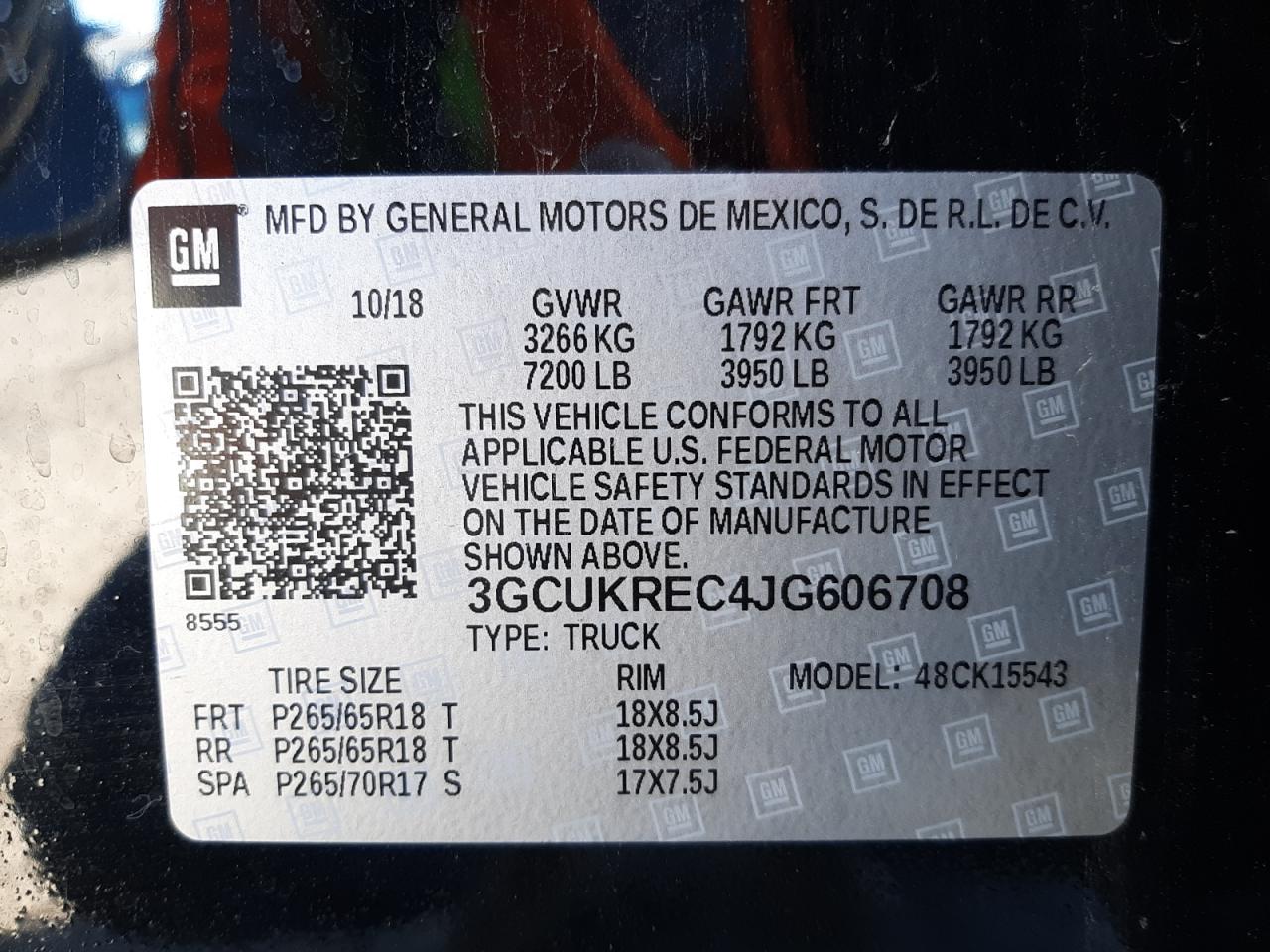 Photo 10 from auction – 2018 CHEVROLET SILVERADO with VIN 3GCUKREC4JG606708