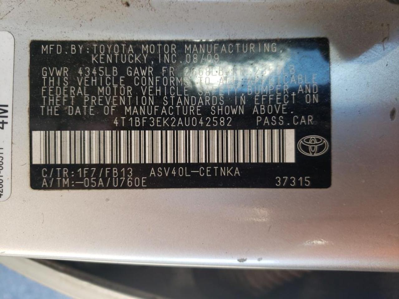 Photo 10 from auction – 2010 TOYOTA CAMRY BASE with VIN 4T1BF3EK2AU042582