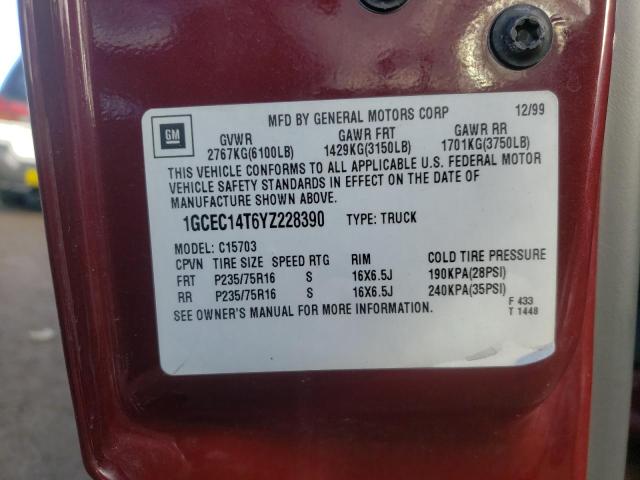 Photo 10 from auction – 2000 CHEVROLET SILVERADO with VIN 1GCEC14T6YZ228390