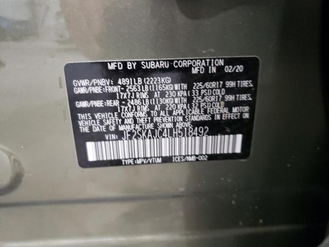 Photo 10 from auction – 2020 SUBARU FORESTER P with VIN JF2SKAJC4LH518492