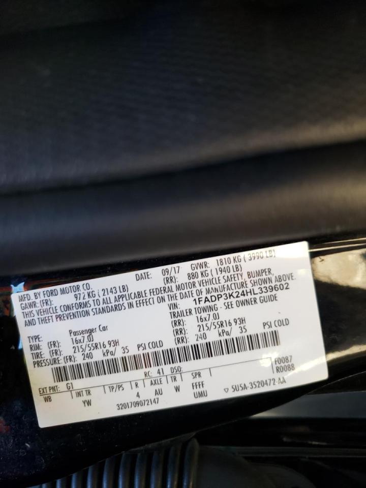 Photo 10 from auction – 2017 FORD FOCUS SE with VIN 1FADP3K24HL339602