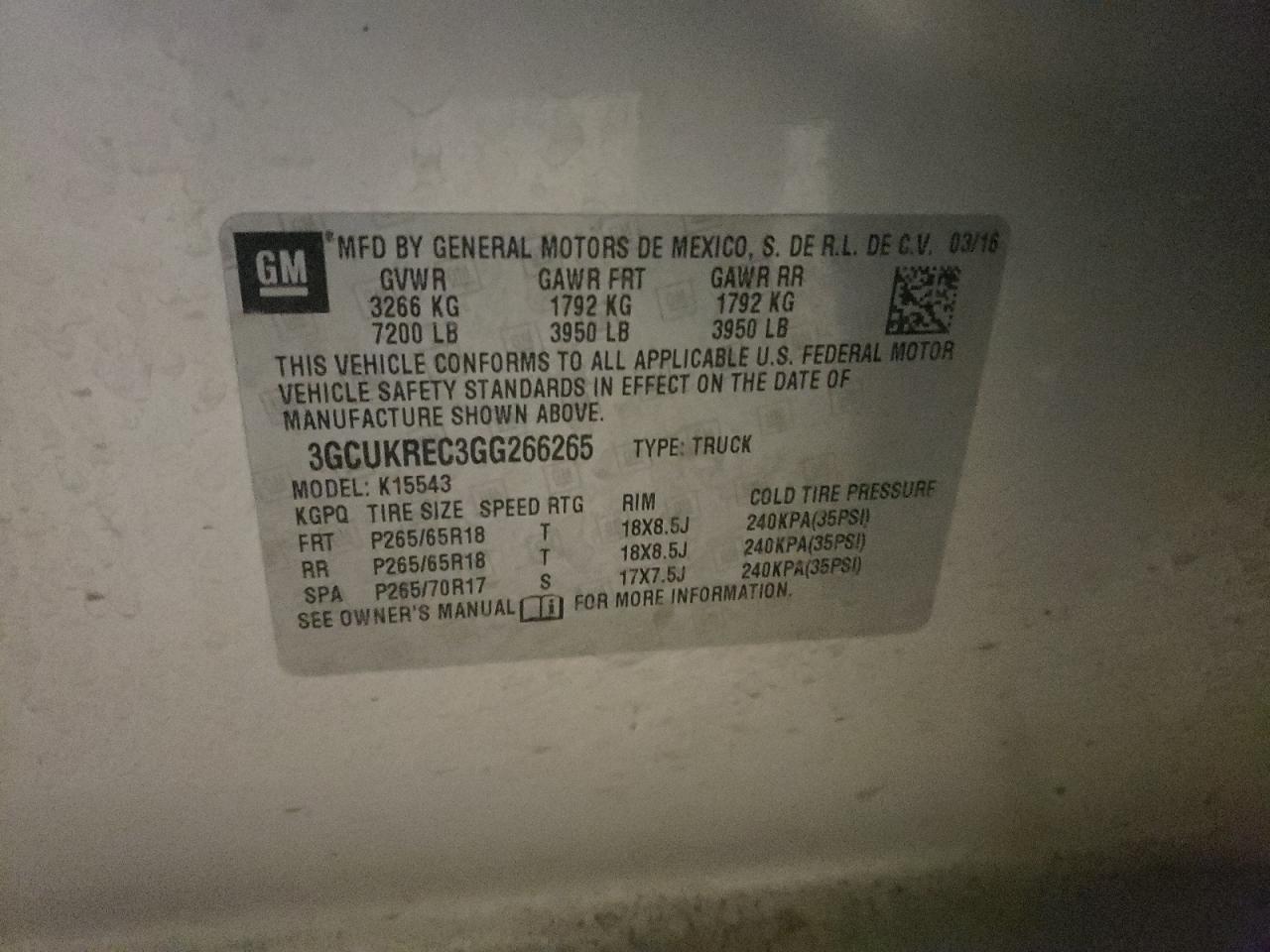 Zdjęcie 10 z aukcji – 2016 CHEVROLET SILVERADO z VIN 3GCUKREC3GG266265