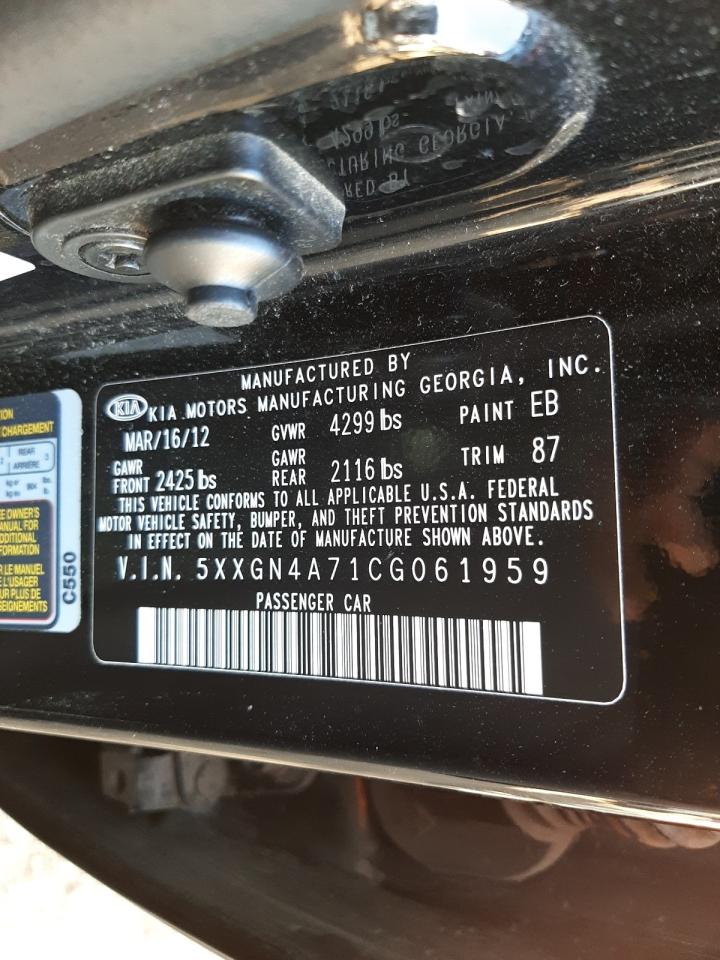 Photo 10 from auction – 2012 KIA OPTIMA EX with VIN 5XXGN4A71CG061959