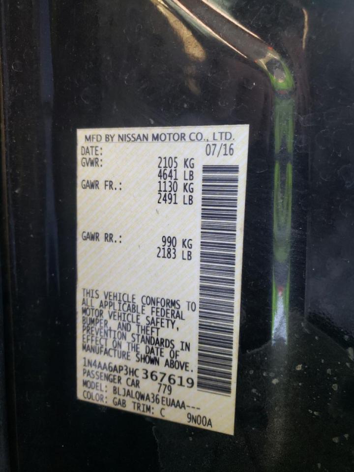 Photo 10 from auction – 2017 NISSAN MAXIMA 3.5 with VIN 1N4AA6AP3HC367619