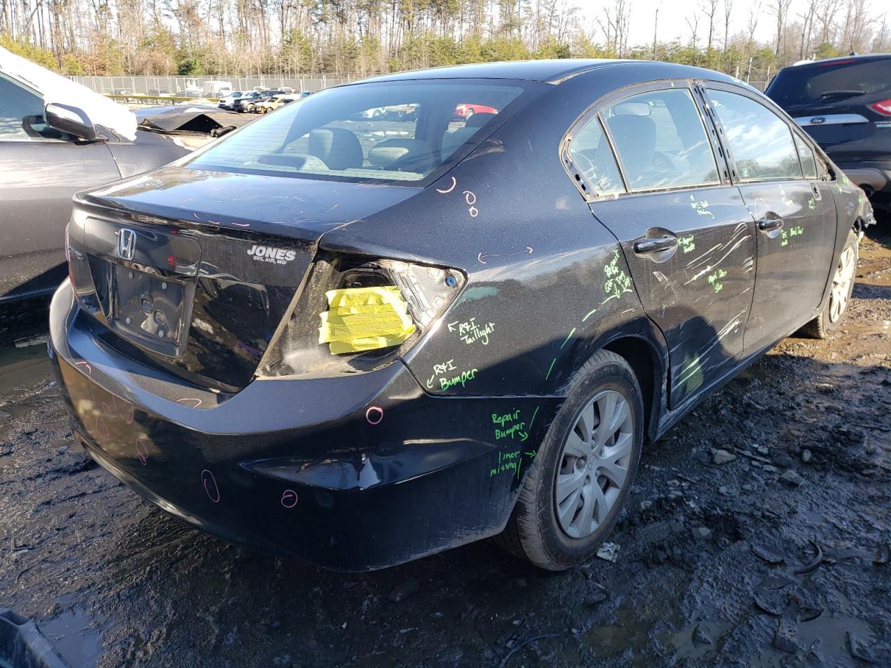 Photo 4 from auction – 2012 HONDA CIVIC LX with VIN 19XFB2F50CE312771