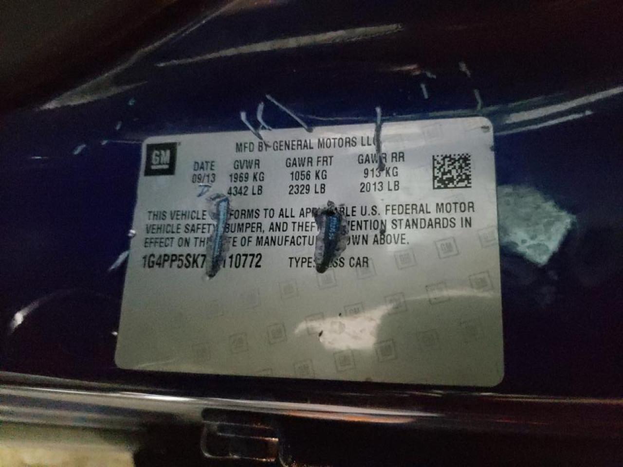 Photo 10 from auction – 2014 BUICK VERANO with VIN 1G4PP5SK7E4110772