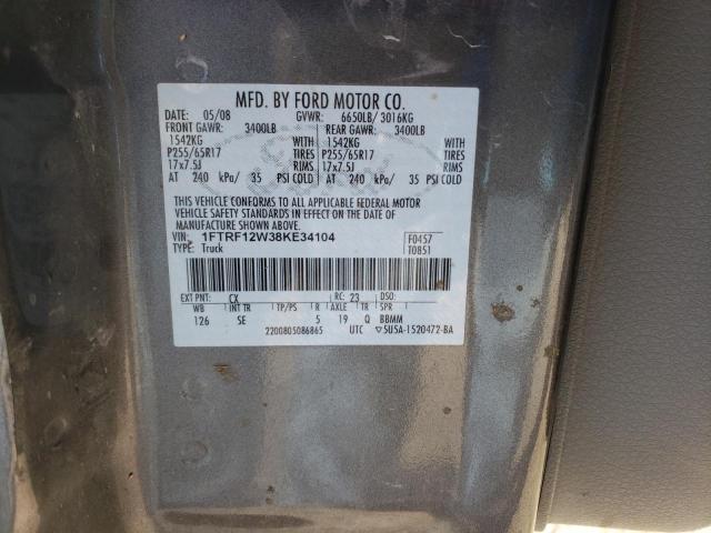 Photo 10 from auction – 2008 FORD F150 with VIN 1FTRF12W38KE34104