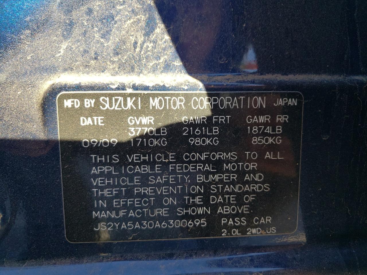 Photo 10 from auction – 2010 SUZUKI SX4 with VIN JS2YA5A30A6300695