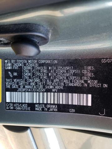 Photo 10 from auction – 2007 TOYOTA HIGHLANDER with VIN JTEDP21A170143349