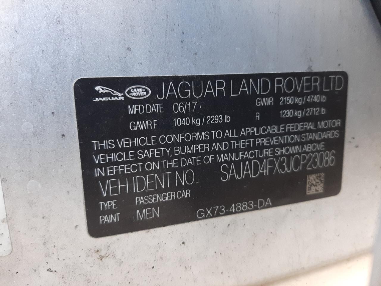 Photo 10 from auction – 2018 JAGUAR XE PREMIUM with VIN SAJAD4FX3JCP23086