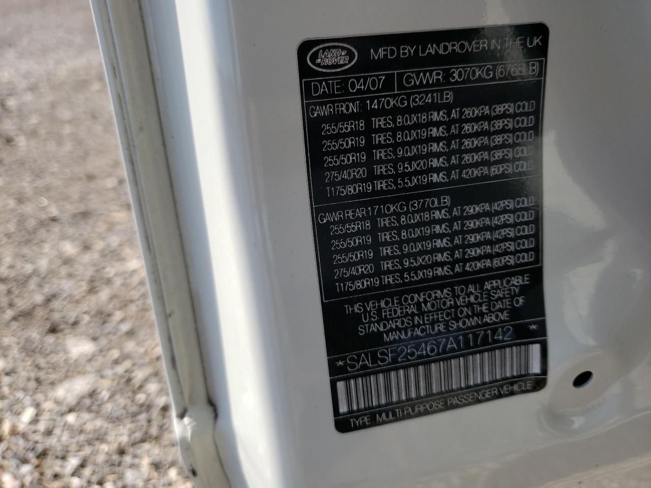 Photo 10 from auction – 2007 LAND ROVER RANGE ROVE with VIN SALSF25467A117142