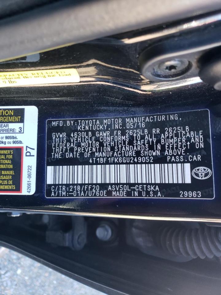 Photo 10 from auction – 2016 TOYOTA CAMRY LE with VIN 4T1BF1FK6GU249052