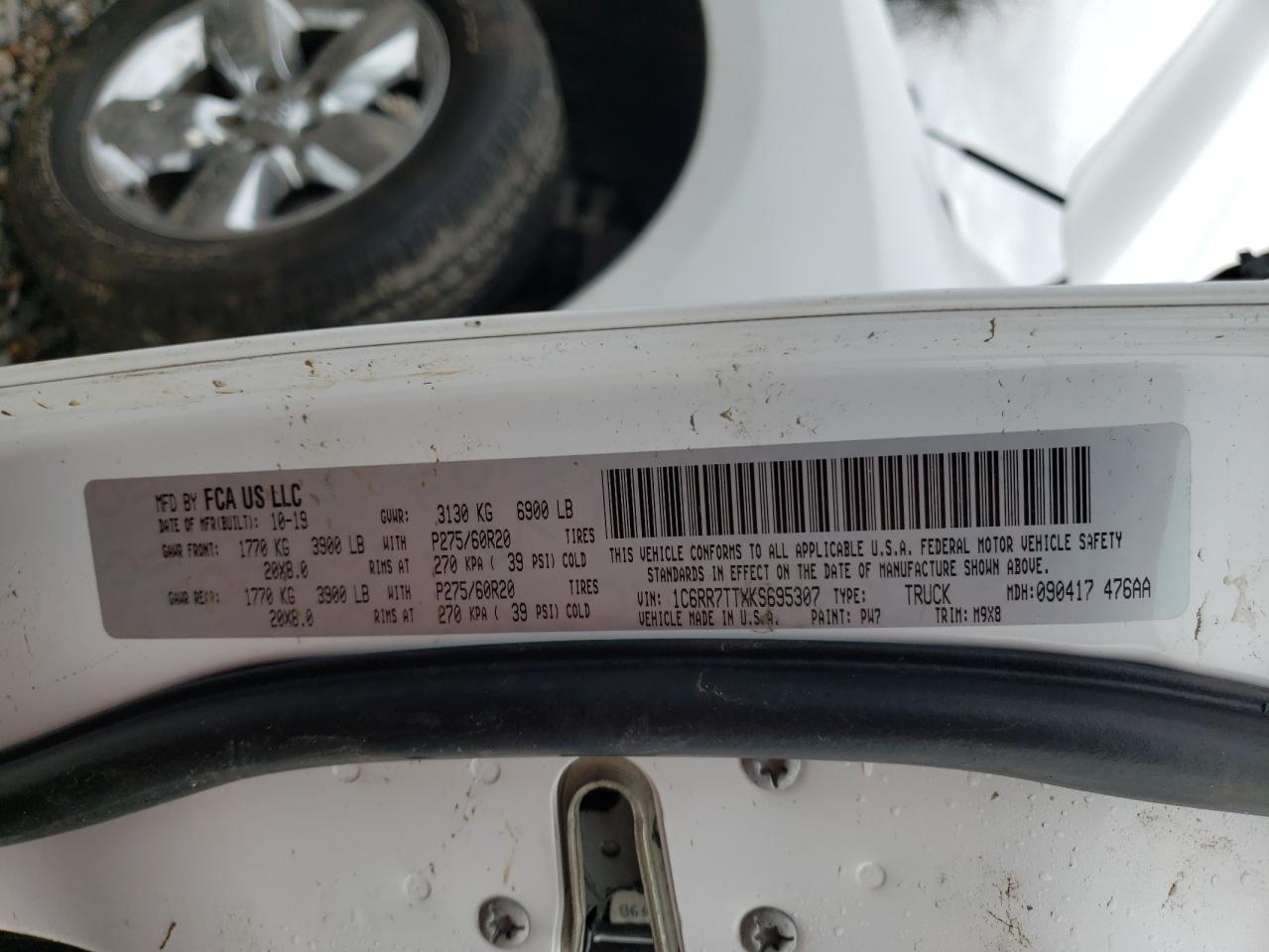 Photo 10 from auction – 2019 RAM 1500 CLASS with VIN 1C6RR7TTXKS695307