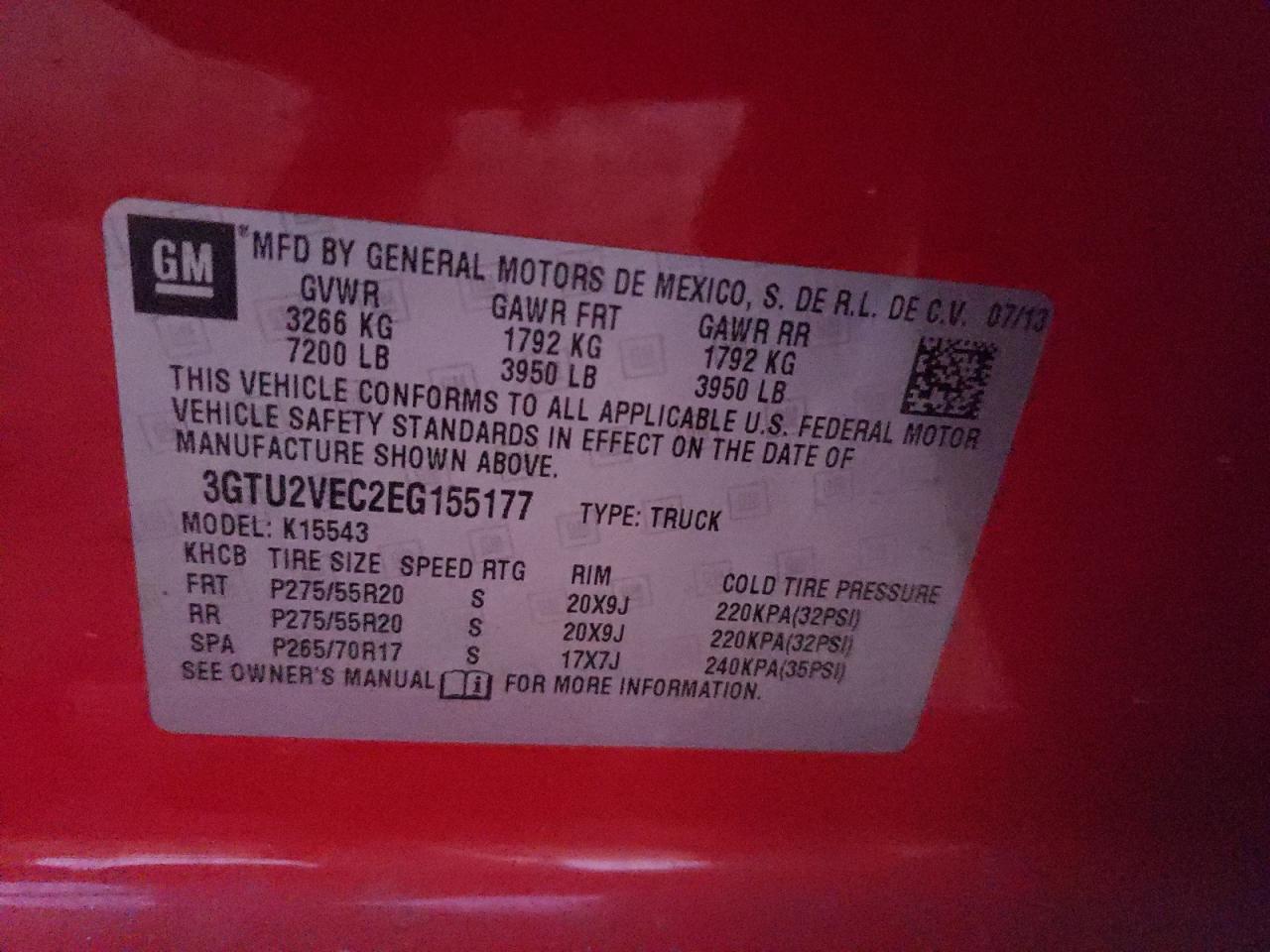 Photo 10 from auction – 2014 GMC SIERRA K15 with VIN 3GTU2VEC2EG155177