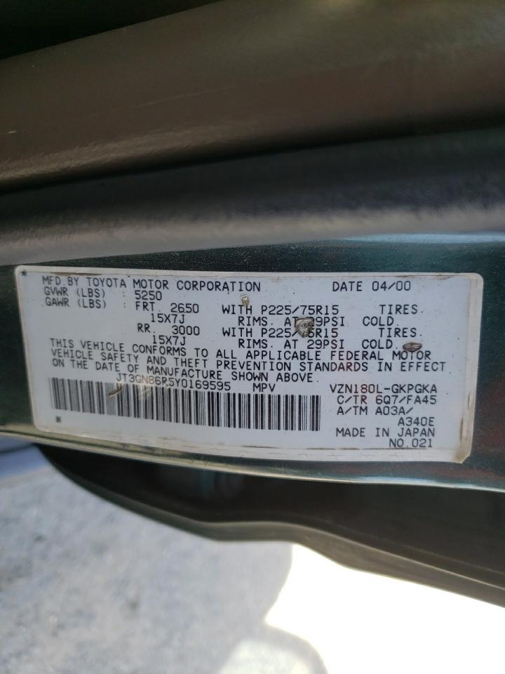 Photo 10 from auction – 2000 TOYOTA 4RUNNER SR with VIN JT3GN86R5Y0169595