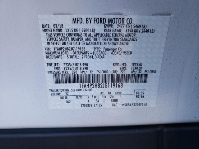 Photo 10 from auction – 2018 FORD TAURUS SEL with VIN 1FAHP2H82JG119168