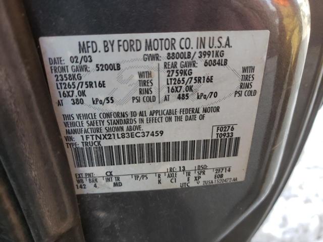 Photo 10 from auction – 2003 FORD F250 SUPER with VIN 1FTNX21L83EC37459